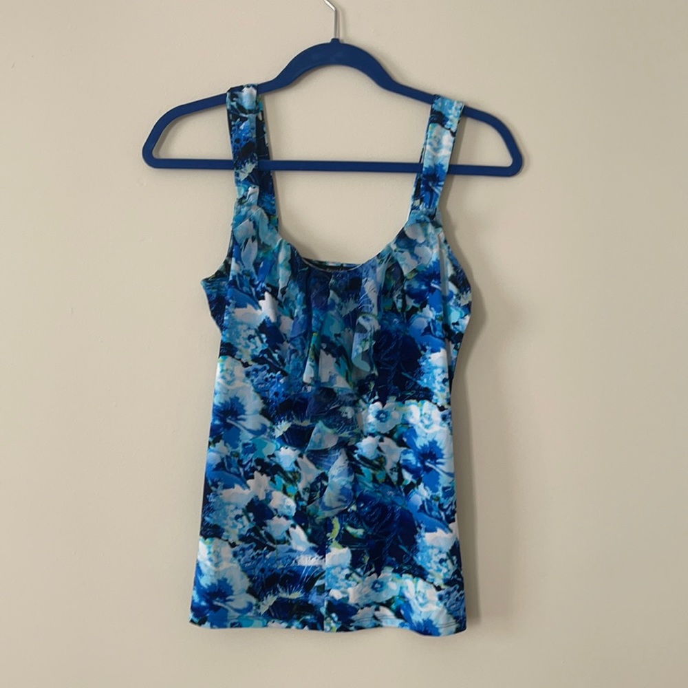 Blue White Green Patterned Blouse